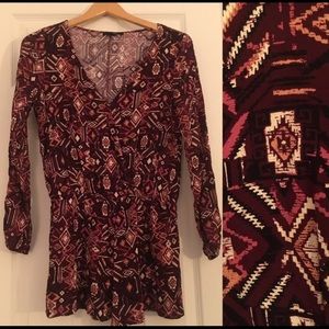 Forever 21 Long Sleeve Maroon Romper